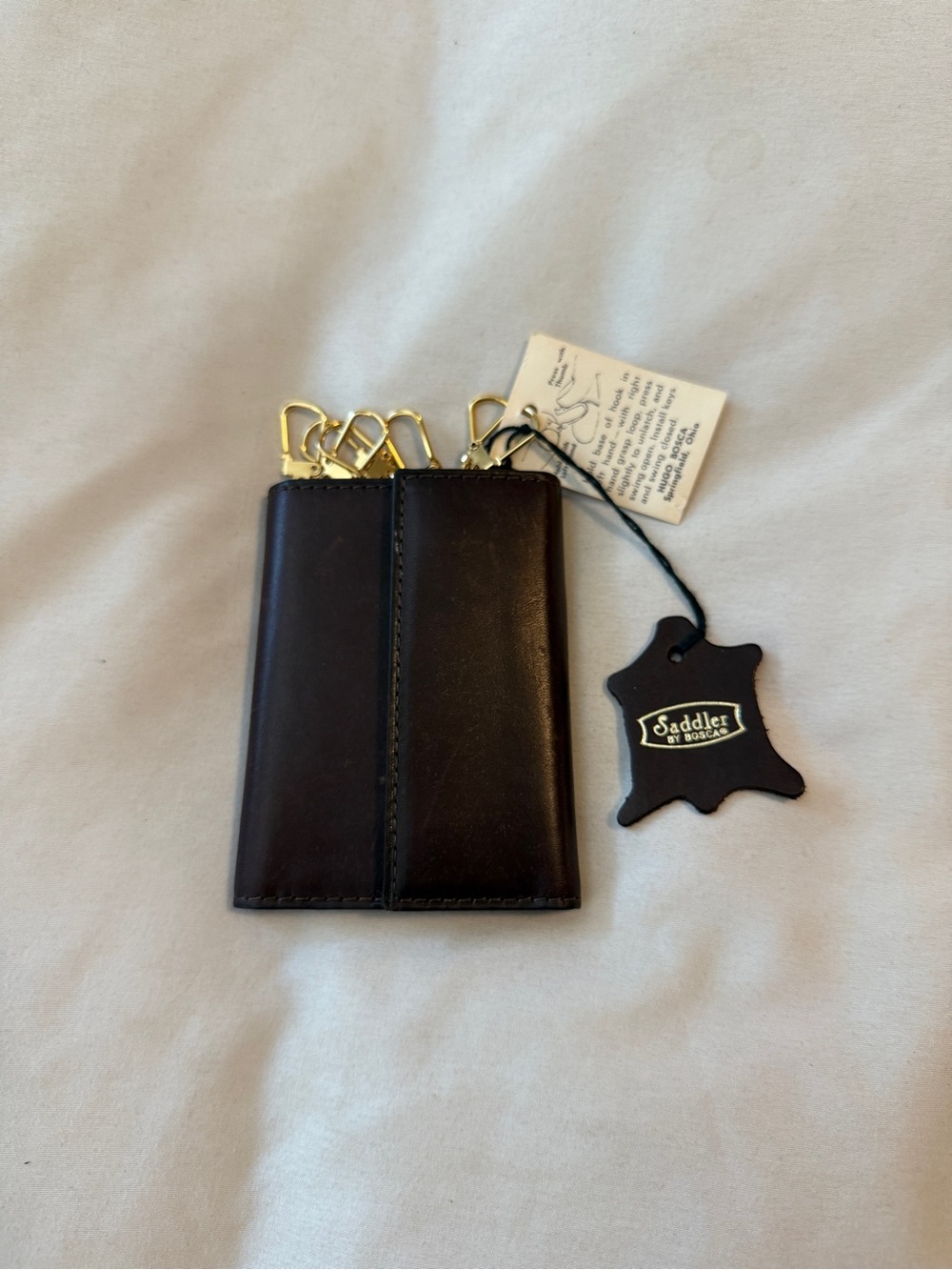 Vintage Saddler By Bosca Brown Leather Wallet Key Holder